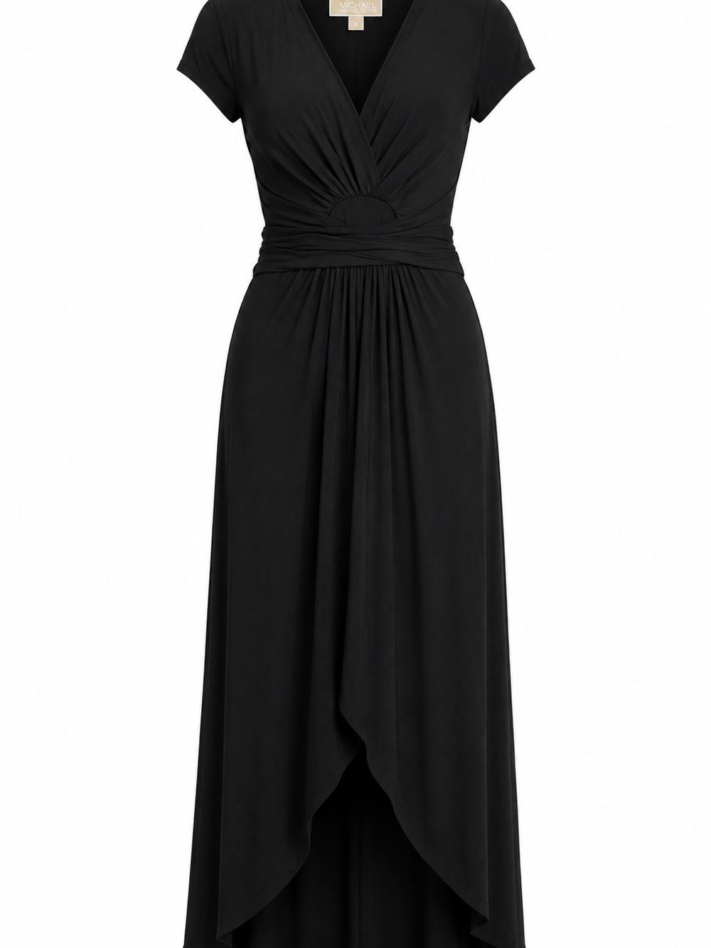 Michael Kors Black High-Low V-Neck Wrap Dress